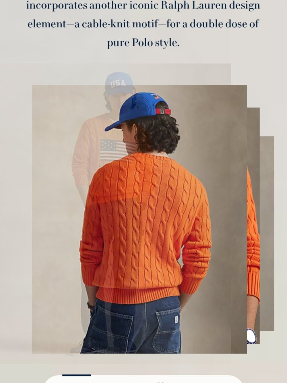 Polo Ralph Lauren Men' s Iconic Flag Sweater Sz L/G New With Tags Orange Cable - Picture 2 of 11